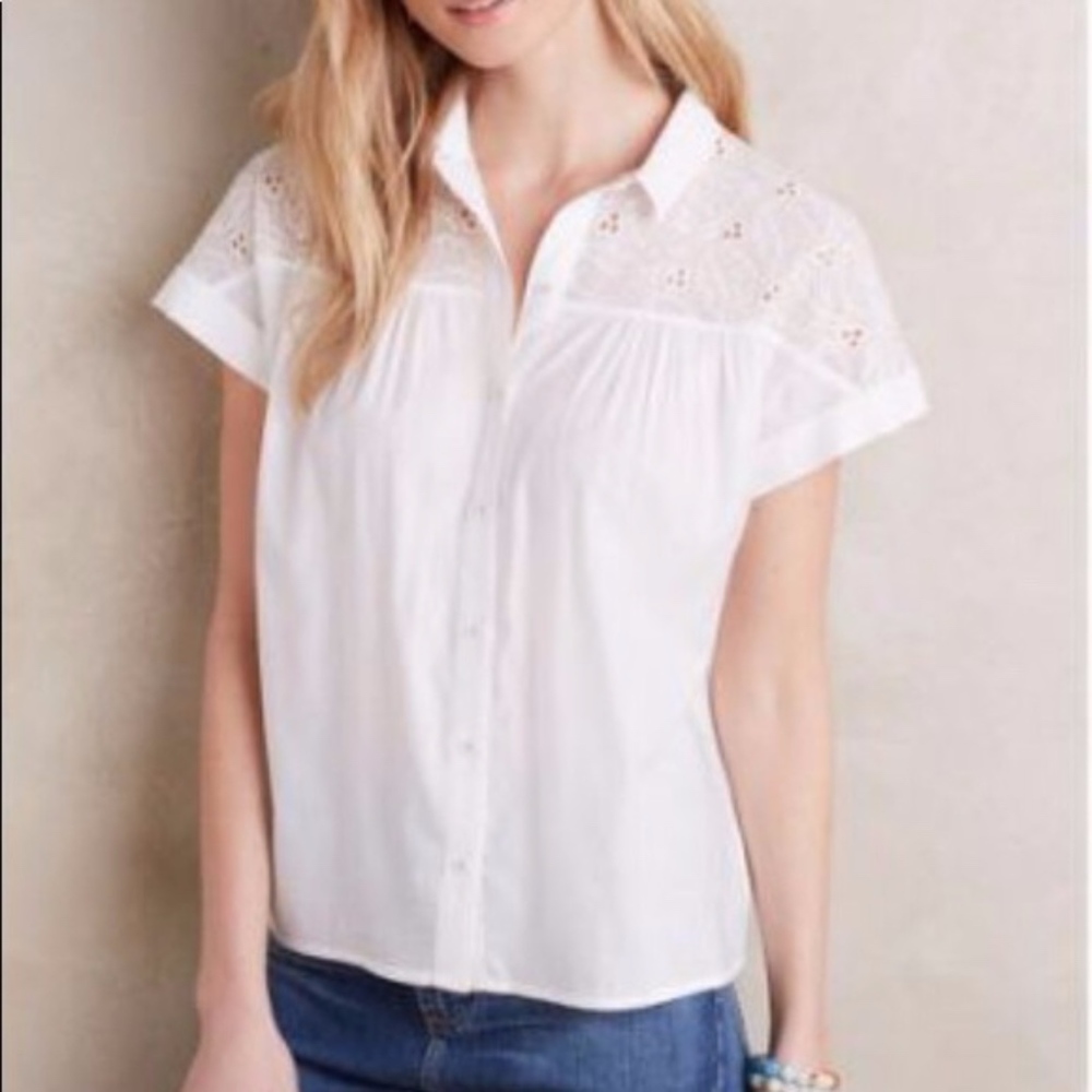 Anthropologie Cotton Eyelet Top